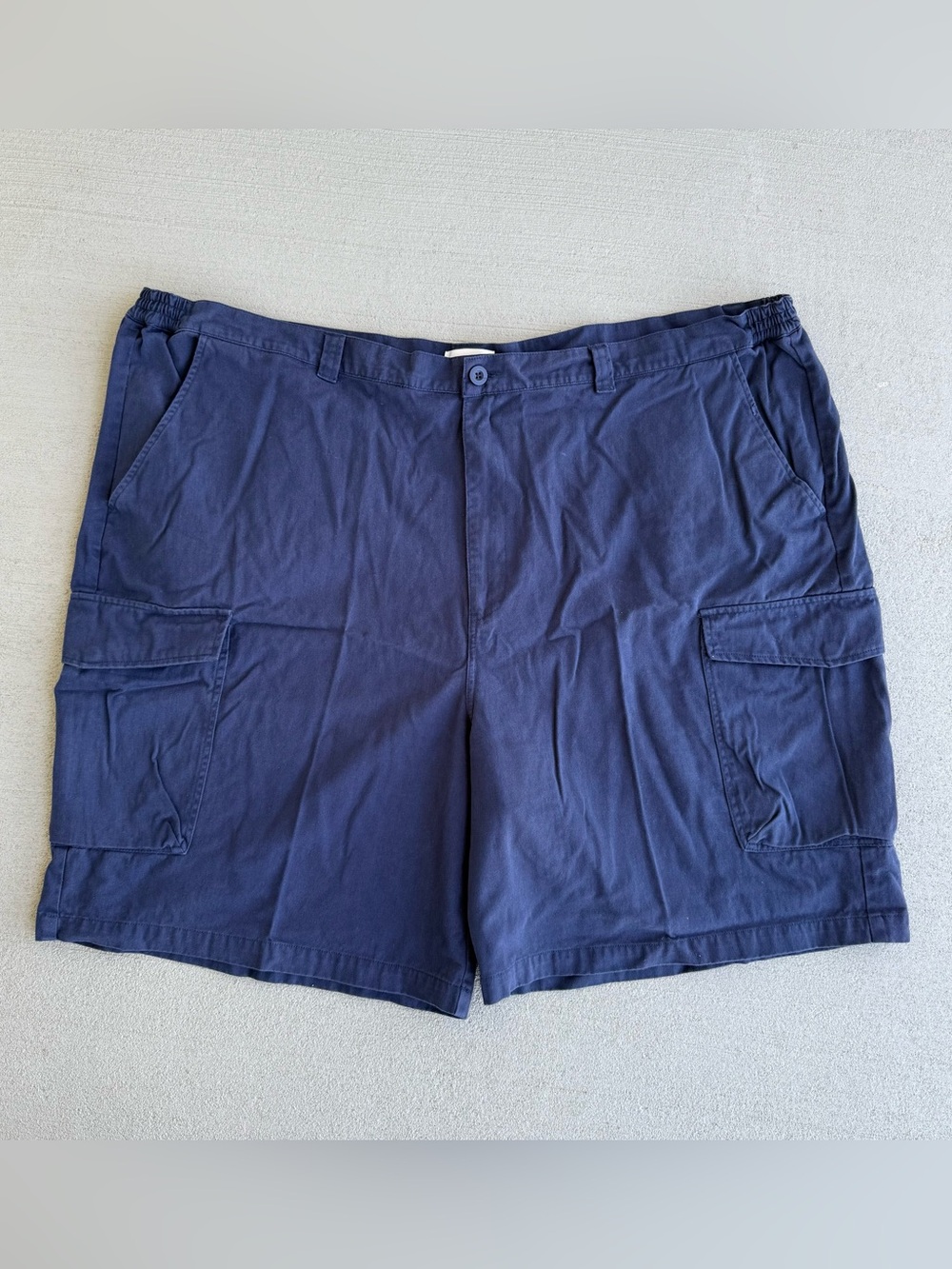 KingSize Men’s 100% Cotton Navy Cargo Shorts Size 60 Big & Tall Pockets Stretch
